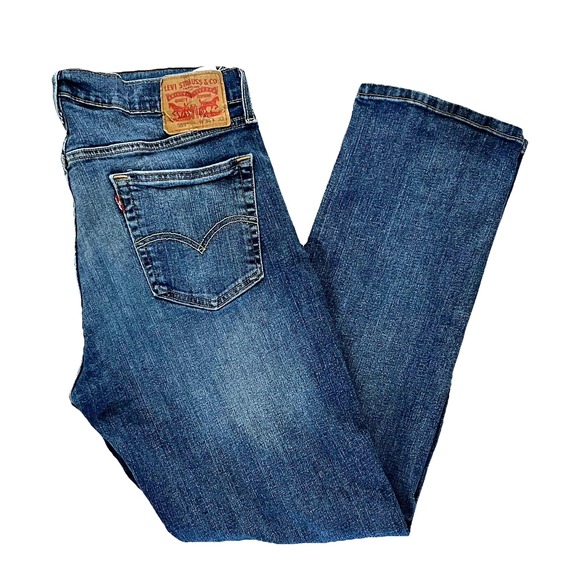 Levi's 559 Men's Denim Jeans Size 34x32 Med Blue Wash Relaxed Straight Fit Zip - Picture 1 of 13